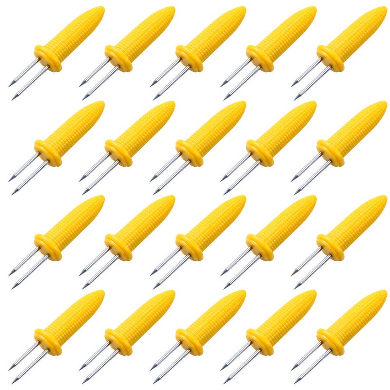 CandyHome 20 Pack Stainless Steel Corn Holders Corn on The Cob Skewers for BBQ Twin Prong Sweet Corn Holder Home Cooking Fork - Image 1